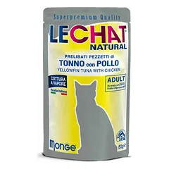 LeChat Natural Pouch Adult Yellowfin Tuna Flakes with Chicken 80 g