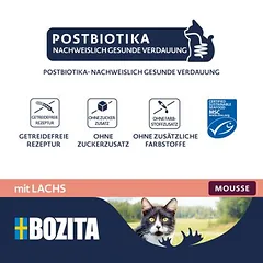 Bozita Mousse Postbiotics 12 x 85 g, drėgnas maistas katėms — 4 nuotrauka