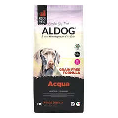 ALDOG Grain Free Acqua Pesce Bianco begrūdis sausas maisas šunims su baltąja žuvimi, 10 kg