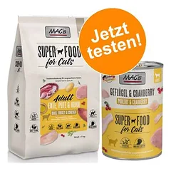MAC´s kombinuotas rinkinys: 12 x 400 g drėgno maisto + 2 x 1,5 kg Superfood sauso maisto katėms