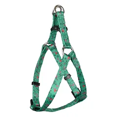 Flamingo Harness Step&Go Samar - įlipamas šunų pakinktai, nailonas, flamingo raštas, lapai, Zielone / M — 2 nuotrauka