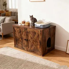 Spintelė katėms Relaxdays 10052599_8208, šoninis įėjimas, 2 zonos, 80 × 50 × 53 cm — 2 nuotrauka