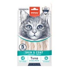 Wanpy Skin & Coat kreminis skanėstas katėms su tunu ir lašiša, 70 g