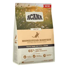 Acana Cat Homestead Harvest sausas maistas katėms 1,8 kg parduotuvėje zookaralyste.lt