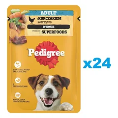 PEDIGREE Adult 24x100g drėgnas maistas suaugusiems šunims vištienos gabalėliai ir daržovės padaže