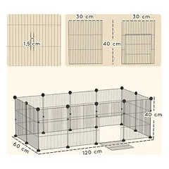 Aptvaras smulkiems gyvūnams 120x60x40 cm, iš 12 sienelių, su neperšlampamu kilimėliu, juodas — 3 nuotrauka