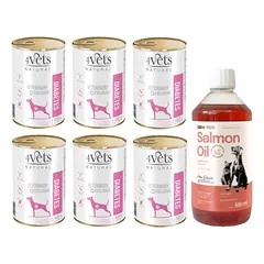 4Vets Dog Diabetes 6x400g + LAB V Lašišų aliejus šunims ir katėms 500ml