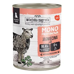 WIEJSKA ZAGRODA Monobaltinis ėriuko mėsos šlapias maistas šuniukams, 6 x 800 g