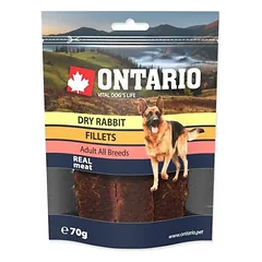 Ontario Dog Dried Rabbit Fillet, 70g, Papildbariba suniem Trusa galas gabalini.