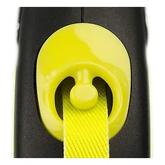 FLEXI New neon M tape automatinis pavadėlis šunims iki 25kg, juosta 5m, geltonas — 2 nuotrauka
