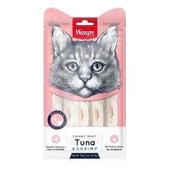 Wanpy Creamy treats skanėstas katėms, su tunu ir krevetėmis, 70 g (5x14g)