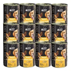Super Beno BE GRŪDŲ ŠUNŲ MAISTAS su antiena ir žaliaisiais žirneliais padaže 12x415 g