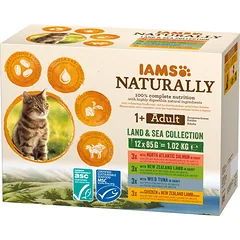 IAMS Naturally Adult Cat Land & Sea Collection mix skoniai katėms 12x85 g