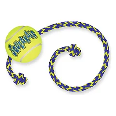 KONG SQUEAKAIR BALL žaislas šunims su virve, M, geltonas