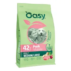 Oasy Original Adult Medium/Large sausas pašaras su kiauliena šunims - Zoobaze