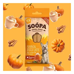 SOOPA Moliūgų Latte skonio lazdelės šunims, Pumpkin Spiced Latte Dog Dental Sticks, 100g — 2 nuotrauka