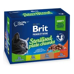Brit Premium Cat Sterilised Plate konservai katėms (12x100 g)