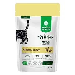 NATURE’S PROTECTION PRIME visų veislių jaunų kačiukų šlapias pašaras su vištiena ir kalakutiena 85 g photo
