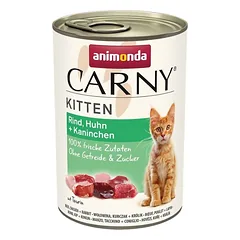 ANIMONDA Carny Kitten Beef&Chicken&Rabbit 24x400 g jautiena, vištiena ir triušiena kačiukams