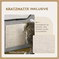 Kačių namelis Pawhut 65x41x45,5cm., pilkos/baltos spalvos — 4 nuotrauka