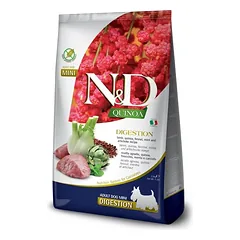 Farmina N&D Dog Grain Free Digestion ADULT MINI bekarpių sausas maistas šunims su ėriena, bolivine balanda ir pankoliu, 2.5 kg