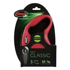 Flexi New Classic ritininis pavadėlis šunims M (juosta) 5 m, raudonas — 2 nuotrauka