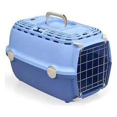 Stefanplast Transportavimo dėžė Horizon 1 metalinės durys (pastelinė mėlyna/ mėlyna)), išmatavimai cm 48 x 32 x 30h