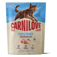 CARNILOVE True Fresh Fish&Turkey Sterilised sausas pašaras katėms su žuvimi ir kalakutiena, 400 g