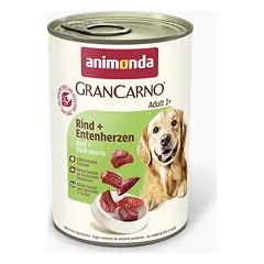 Animonda GranCarno Adult Beef + Duck Hearts: konservai suaugusiems šunims su jautiena ir ančių širdelėmis, 400 g