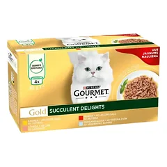 Gourmet Gold Succulent Delights 24x85g su vištiena/jautiena/lašiša/žuvimi