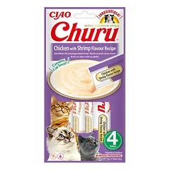 Churu kreminis skanėstas katėms su vištiena ir krevetėmis 12x56g