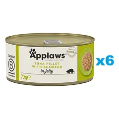 APPLAWS Cat Adult Tuna with Seaweed in Jelly tunas su jūros dumbliais drebučiuose 6x70 g