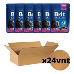 Brit Premium Chicken & Turkey konservai katėms su vištiena ir kalakutiena, dėžė 24 vnt