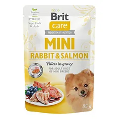 Brit Care Mini wet Rabbit & Salmon fillets in gravy 85 g