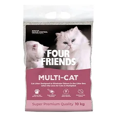 Four Friends Cat Litter Unscented Multi-Cat bentonitinės kraiko granulės katėms be kvapo, daugeliui kačių, 10 kg