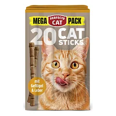 Perfecto Cat MEGA PACK skanėstai katėms lazdelės su paukštiena ir kepenimis, 20 vnt (100g)