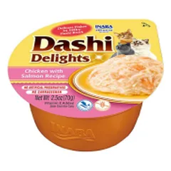 Ciao Dashi Delights plėšyta lašiša sultinyje katėms, 70 g