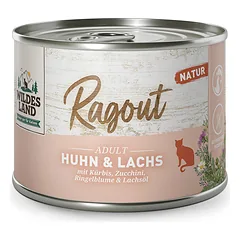 WILDES LAND Ragout konservai katėms su vištiena, lašiša ir daržovėmis 180 g