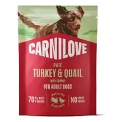 CARNILOVE Dog paštetas TURKEY & QUAIL with Yellow Carrot