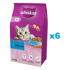 WHISKAS Adult 6x1,4 kg sausas visavertis pašaras suaugusioms katėms su gardžiu tunu