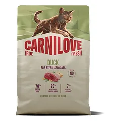 Carnilove True Fresh Cat Dry Duck Adult Cat Sterilised sausas maistas sterilizuotoms suaugusioms katėms su šviežia antiena, 2 kg