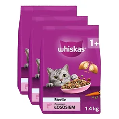 WHISKAS Sterile su lašiša, 3 x 1,4 kg, sausas maistas katėms po kastracijos