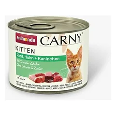 Animonda Carny Cat Kitten su jautiena, vištiena ir triušiena, drėgnas maistas kačiukams 200 g