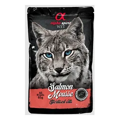 ALPHA SPIRIT WET putėsiai sterilizuotoms katėms su lašiša 85g 6vnt — 2 nuotrauka