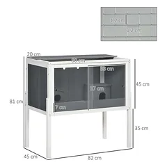 Graužikų narvas PawHut 82x45x81cm., pilkos/baltos spalvos — 3 nuotrauka
