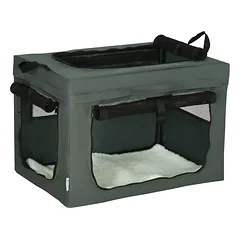 Sulankstoma transportavimo dėžė šunims ir katėms su 3 įėjimais ir vidine pagalvėle, iki 4 kg/40 cm, pilka