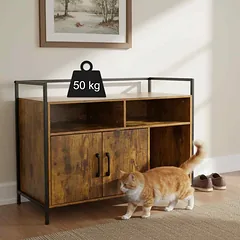 Kačių tualeto spintelė Relaxdays 10052201_1509, 2 durelės, 2 atviri skyriai, 90 × 74 × 45 cm — 5 nuotrauka