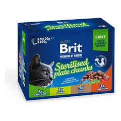 BRIT PREMIUM Pouch Sterile Plate 12x100g sterilizuotoms katėms