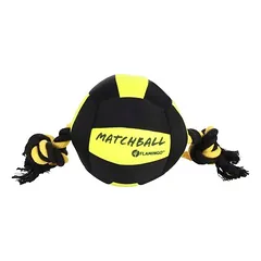 Flamingo Hundespielzeug Matchball Aqua mit Seil schwarz/gelb