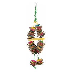 Trixie Wooden Toy with Sisal Rope, Colourful žaislas paukščiams, medinis, su sizalio virve, spalvotas, 18×35 cm